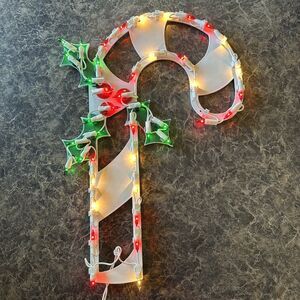 Vtg Christmas Holiday Candy Cane Light up Window Decoration Plastic Outdoor 17.5